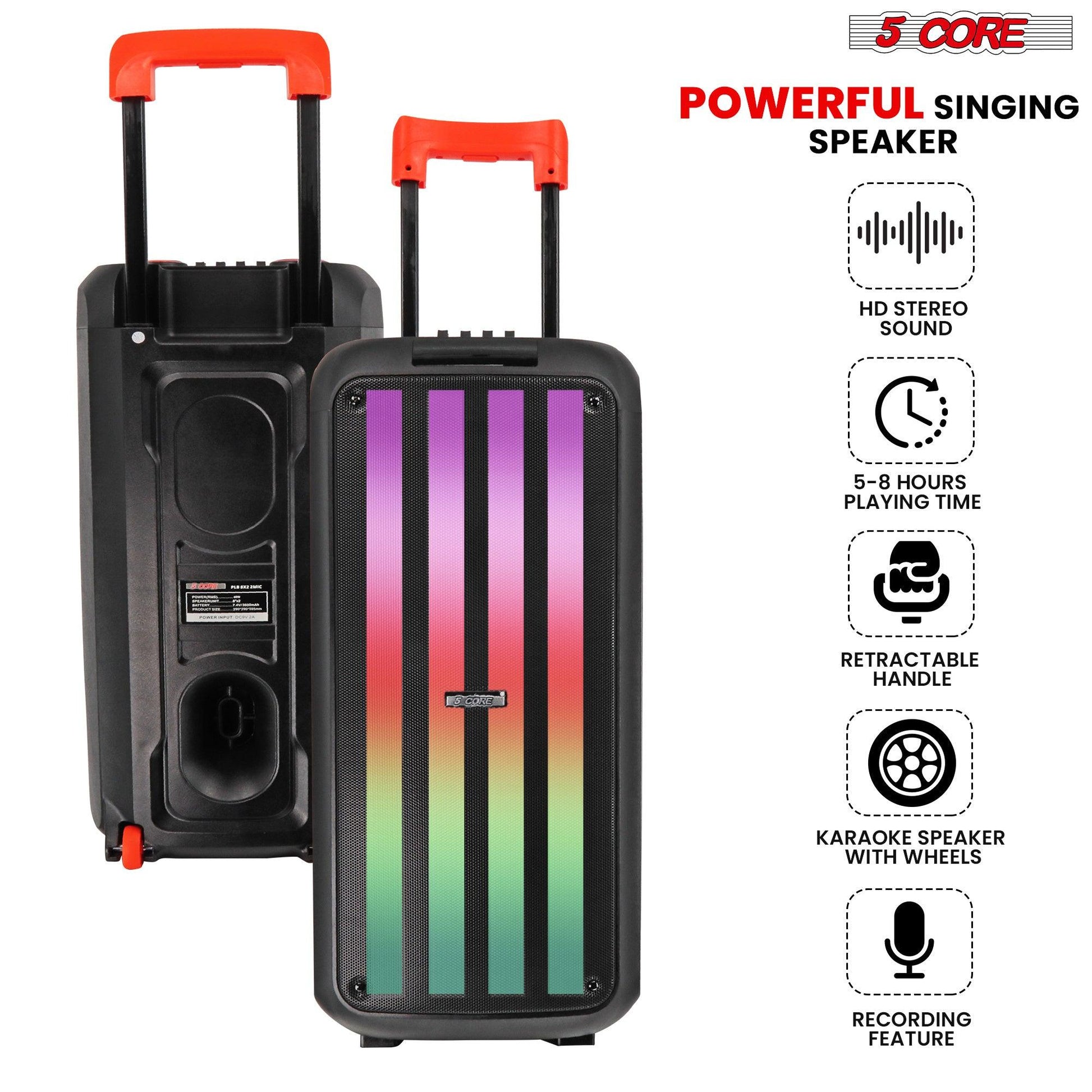 5 Core karaoke machine with 3-way 8" bluetooth speaker