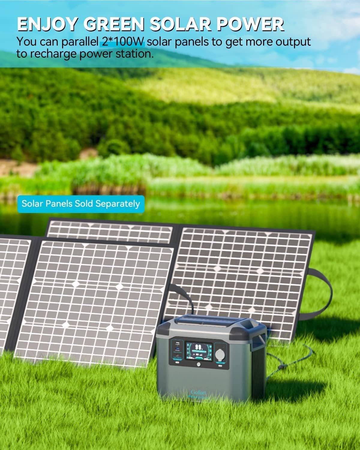 GOFORT 1500W Portable Solar Power Station Generator 1008Wh