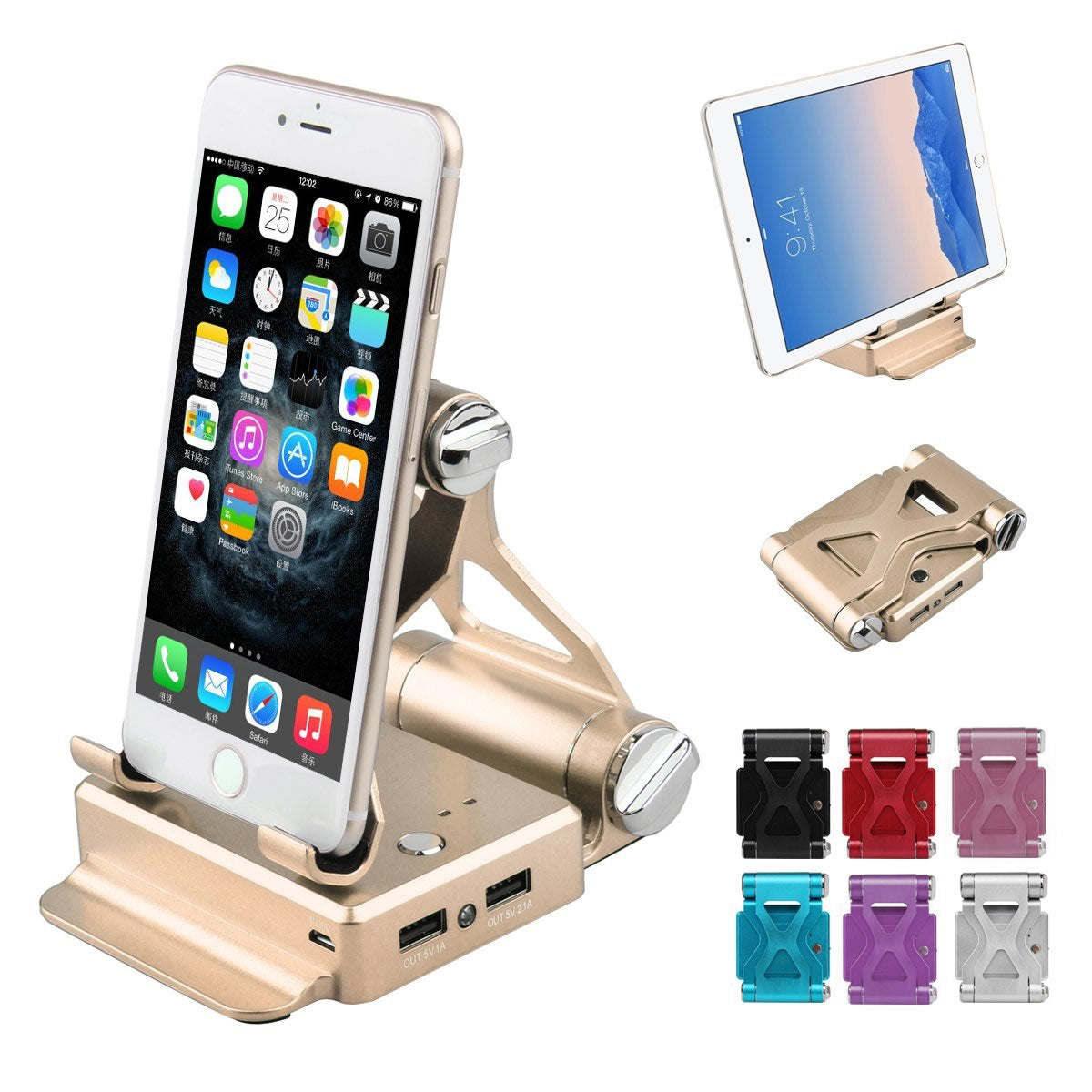 Podium stand with up to 2x battery for iPad, iPhone, and smart gadgets